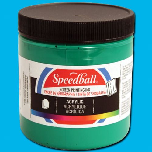 Speedball 4633 Acrylic Screen Printing Peacock Blue, 8 oz; Brilliant colors for use on paper, wood, and cardboard; Cleans up easily with water; Non-flammable, contains no solvents; AP non-toxic, conforms to ASTM D-4236; Can be screen printed or painted on with a brush; Archival qualities; 8 oz. Peacock Blue; Dimensions 2.88