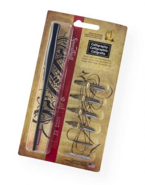 Speedball H2961 Calligraphy Lettering Set; Ideal for the beginning calligrapher; This set includes four C-style pens; Ideal for Roman and italic alphabets; Two pens for fine lettering, and a Speedball pen holder; Shipping Weight 0.19 lb; Shipping Dimensions 7.5 x 4.25 x 0.12 in; UPC 651032029615 (SPEEDBALLH2961 SPEEDBALL-H2961 H2961 LETTERING CALLIGRAPHY)