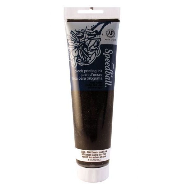 Speedball H3600 Water Soluble Block Printing Ink 5 oz Black; Dries to a rich, satiny finish; Easy clean up with water; Super for all printing surfaces including linoleum, wood, flexible printing plate, speedy Cut, speedy stamp blocks, and Polyprint; Excellent for use in schools and at home; Ink conforms to ASTMD-4236; Dimensions 1.5