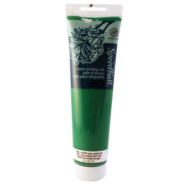 Speedball H3604 Water Soluble Block Printing Ink 5 oz Green; Dries to a rich, satiny finish; Easy clean up with water; Super for all printing surfaces including linoleum, wood, flexible printing plate, speedy Cut, speedy stamp blocks, and Polyprint; Excellent for use in schools and at home; Ink conforms to ASTMD-4236; Dimensions 1.5