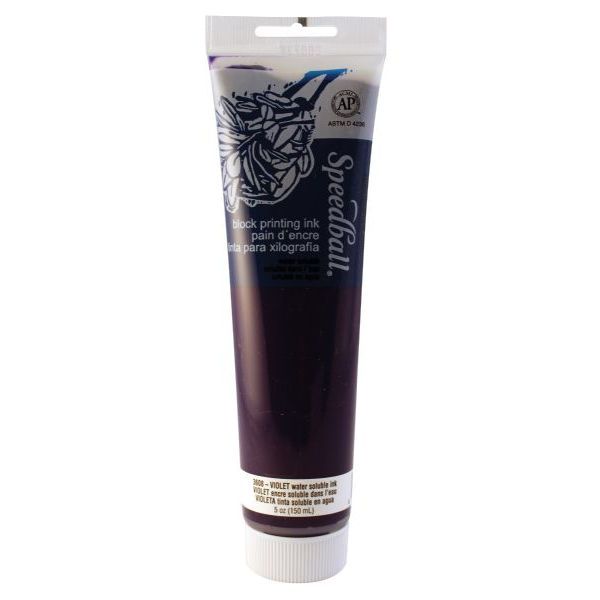 Speedball H3608 Water Soluble Block Printing Ink 5 oz Violet; Dries to a rich, satiny finish; Easy clean up with water; Super for all printing surfaces including linoleum, wood, flexible printing plate, speedy Cut, speedy stamp blocks, and Polyprint; Excellent for use in schools and at home; Ink conforms to ASTMD-4236; Dimensions 1.5