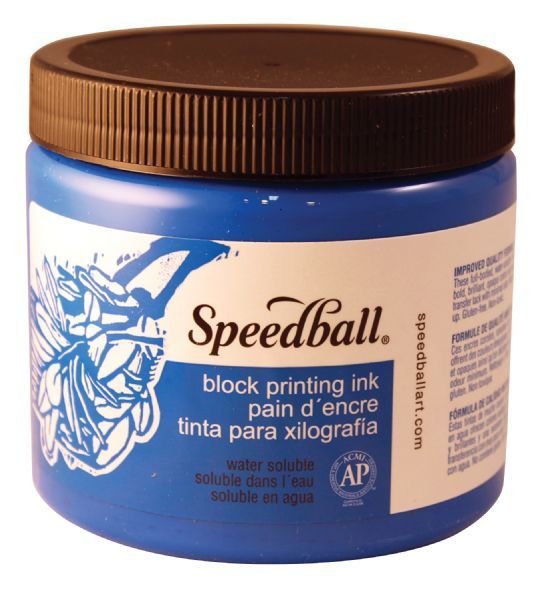 Speedball H3702 Water Soluble Block Printing Ink 16 oz Blue; Dries to a rich, satiny finish; Easy clean up with water; Super for all printing surfaces including linoleum, wood, Flexible printing plate, Speedy cut, Speedy stamp blocks, and Polyprint; Excellent for use in schools and at home; Ink conforms to ASTMD-4236; Dimensions 3.62 x 3.62 x 3.50 inches; Weight 1.80 lbs; UPC 651032037023 (SPEEDBALLH3702 SPEEDBALL-H3702 SPEED-BALL INK PRINTMAKING)