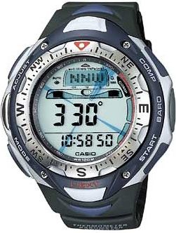 Casio SPF40-1V Triple Sensor Pathfinder Digital Watch, 100 Meter Water Resistant, Low temperature resistant, Electro-luminescent backlight, Auto light switch-Backlight; Yacht Race Timer, Moon age display, Tide graph display, 1/100 second stop watch, Alarm chronograph, Daily alarm, Hourly time signal, Regular time keeping, 12/24-hour format, Auto calendar (SPF401V SPF40 1V SPF-401V SPF401-V SPF401)
