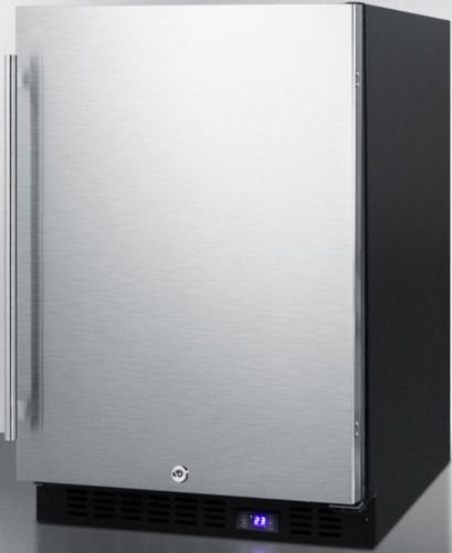 Summit SPFF51OS Frost-free Outdoor All-freezer for Built-in or Freestanding Use with Stainless Steel Door, Black Cabinet, 4.72 cu.ft. Capacity, Reversible door, RHD Right Hand Door Swing, Weatherproof design, Digital thermostat, Recessed LED light, Adjustable shelves, Factory installed lock, Professional handle (SP-FF51OS SPF-F51OS SPFF-51OS SPFF-51OS SPFF51)