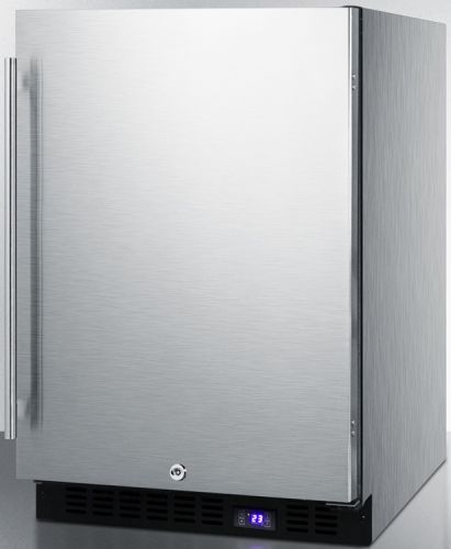 Summit SPFF51OSCSSIM Frost-free Outdoor All-freezer for Built-in or Freestanding Use with Factory Installed Icemaker in Complete Stainless Steel, 4.72 cu.ft. Capacity, Reversible door, RHD Right Hand Door Swing, Weatherproof design, Digital thermostat, Recessed LED light, Adjustable shelves, Factory installed lock (SPFF-51OSCSSIM SPFF 51OSCSSIM SPFF51OSCSS SPFF51OS SPFF51)