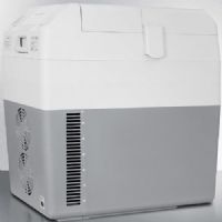 Summit SPRF36 Portable 12V/24V Cooler Capable of Operating at -18C or Standard Refrigerator Temperatures, Gray, 1.0 cu.ft. Capacity, Lift-Up Door Swing, Interior offers 30 liters of capacity, AC Adapter included, Factory installed lock, Digital thermostat, Hammered aluminum interior, Sturdy side handles are easy to grab for comfortable lifting and carrying (SP-RF36 SPR-F36 SPRF-36 SPRF 36) 