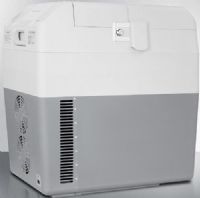 Summit SPRF36M Portable 12V/24V Cooler Capable of Operating at -18C or Standard Refrigerator Temperatures, Gray; 1.0 cu.ft. Capacity; Lift-Up Door Swing; Plug into a 12V DC lighter socket in any car, truck, RV or boat; Interior offers 30 liters of capacity; AC Adapter included; Factory installed lock; Digital thermostat; Hammered aluminum interior (SPRF-36M SPRF 36M SPR-F36M SPRF36) 