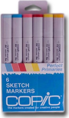 Copic SPRIMARIES Sketch, 6-Color Perfect Primary Marker Set; The most popular marker in the Copic line; Perfect for scrapbooking, professional illustration, fashion design, manga, and craft projects; Photocopy safe and guaranteed color consistency; The Super Brush nib acts like a paintbrush both in feel and color application; UPC COPICSPRIMARIES (COPICSPRIMARIES COPIC SPRIMARIES COPIC-SPRIMARIES)