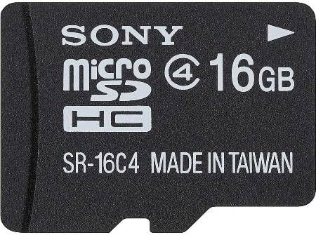 Sony SR16A4/TQMN microSDHC 16GB Memory Card, Class 4, Up to 15MB/s transfer speed, Compatible with Micro SDHC devices, Includes supplied adapter for use in SDHC compatible devices, Water, dust and temperature resistance, File Rescue software, UPC 027242864207 (SR16A4TQMN SR16A4-TQMN SR16A4 TQMN)