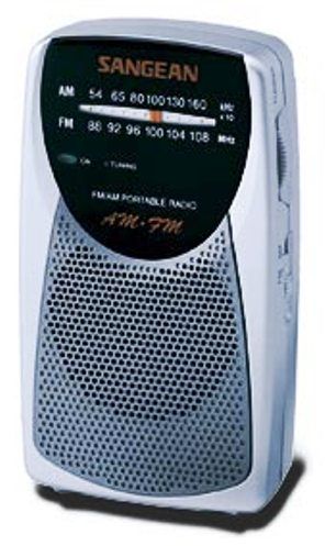 Sangean SR25V Pocket Portable Radio AM/FM/TV, Built-In Speaker, Earphone Jack, Large Easy to Read Tuning Dial, TV Audio Channels 2-13, LED Tuning Indicator, On/Off Indicator, Size: 2.7
