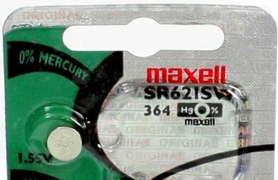 Maxell SR621SW Model 364 Silver Oxide Watch Battery, High Drain batteries are for applications with a continuous, low power consumption and/or occasional high peak currents, Shelf life of 5+ years, 1.55V Voltage, 6.8 mm Diameter, 2.2 mm Height (SR-621SW SR 621SW SR621-SW SR621 SW)