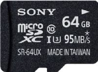 Sony SR64UXA/TQ High Speed 64G microSDHC UHS-I Memory Card, Designed for 4K video shooting, high speed burst shooting and fast tranfer speed, UHS Speed Class 10, Up to 95 MB/s Read Speed, Up to 50 MB/s Write Speed, For action and fast motion photos and videos, Includes SD Adapter, UPC 027242284760 (SR64UXATQ SR64UXA-TQ SR64UXA TQ SR-64UXA/TQ) 