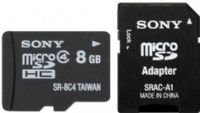 Sony SR8A4 microSD 8GB Memory Card with SD Adaptor; Compatible mobile phone or device with the microSDHC memory card; Providing extra storage, you can easily transfer, share and store your photos, videos, music, data, documents and software applications; UPC 027242864191 (SR-8A4 SR 8A4 SR8-A4) 