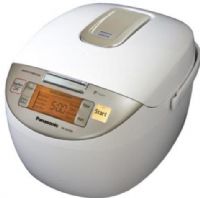 Panasonic SR-MS102 Fuzzy-Logic 5-Cup Rice Cooker, Various menu options, 12-hour keep-warm mode, 24-hour clock/timer, Auto shut-off, Binchotan-type black pan for better tasting rice, Large orange LCD read-out, Steam basket, measuring cup, rice scoop, UPC 37988680146 (SR MS102 SRMS102) 