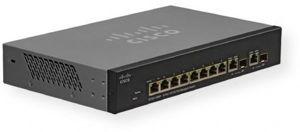 Cisco SRW208MP-K9 Model SF302-08MP 8-Port 10 100 Max PoE Managed Switch with GB Uplinks; 8 10/100 Maximum PoE ports with 124W power budget, 2 combo mini-GBIC ports; Embedded security to protect management data traveling to and from the switch and encrypt network communications (SRW208MPK9 SRW208MP K9 SRW-208MP-K9 SF30208MP SF302 08MP)