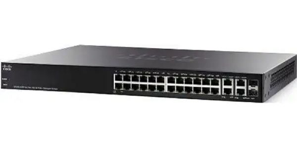Cisco SF300-48PP-K9 Small Business 300 Series 48-Port 10 100 PoE L3  Managed Switch with Gigabit Uplinks; 48 10/100 PoE+ ports with 375W power budget, 2 10/100/1000 ports, 2 combo mini-GBIC ports; Embedded security to protect management data traveling to and from the switch and encrypt network communications (SF30048PPK9 SF30048PP-K9 SF300-48PPK9 SF300-48PP)