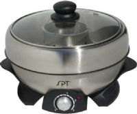 Sunpentown SS-301 Multi-Cooker (Shabu-Shabu & Grill); 1000W Power, Pot (diameter x depth) 9" x 3" (3-qt capacity), Grill pan (diameter x depth) 9" x 1.38" (1.5-qt capacity), 430 Stainless steel grade; Easy operation; Adjustable temperature with pilot light; Stainless steel pot provides excellent hot pot at home; UPC 876840003958 (SS301 SS 301) 
