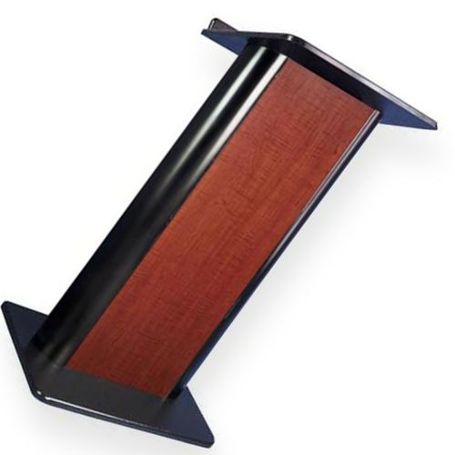 Amplivox SS3100 Flat Cherry Lectern with Sound System, Cherry with Black Anodized Aluminum; SS wired model includes S805A 50 Watt multimedia stereo amplifier; One built-in 6