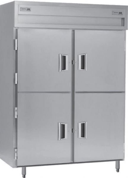 Delfield SSDFP2-SH Stainless Steel Solid Half Door Dual Temperature Reach In Pass-Through Refrigerator / Freezer - Specification Line, 15 Amps, 60 Hertz, 1 Phase, 115 Volts, Doors Access, 49.92 cu. ft. Capacity, 24.92 cu. ft. Capacity - Freezer, 24.92 cu. ft. Capacity - Refrigerator, 1/2 HP Horsepower - Freezer, 1/4 HP Horsepower - Refrigerator, 2 Number of Doors, 6 Number of Shelves, 2 Sections, Swing Door Style, Solid Door, 52