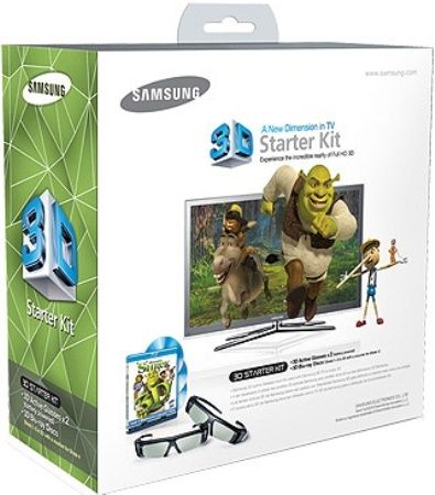 Samsung SSG-P2100S 3D Glass Starter Kit, Included: Shrek, Shrek 2 and Shrek the Third 3D Blu-ray Discs, 2 pairs of 3D active glasses, Mail-in voucher and Owner's manual, Fits with select Samsung HDTVs 750 series LCD models, 7000, 7100, 8000 and 9000 series LED models and 490, 680, 7000 and 8000 series plasma models (SSGP2100S SSG P2100S SSGP-2100S SSG-P2100)