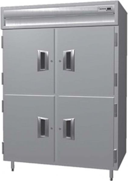 Delfield SSHPT2-SH Solid Half Door Two Section Reach In Pass-Through Heated Holding Cabinet - Specification Line, 16 Amps, 60 Hertz, 1 Phase, 120/208-240 Voltage, 1,080 - 2,160 Watts Wattage, Full Height Cabinet Size, 51.92 cu. ft. Capacity, Stainless Steel Construction, Thermostatic Control, Solid Door, Shelves Interior Configuration, 8 Number of Doors, 2 Sections, 6