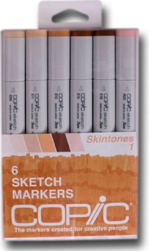 Copic SSKIN1 Sketch, 6-Color Skin Tones Marker Set; The most popular marker in the Copic line; Perfect for scrapbooking, professional illustration, fashion design, manga, and craft projects; Photocopy safe and guaranteed color consistency; The Super Brush nib acts like a paintbrush both in feel and color application; UPC COPICSSKIN1 (COPICSSKIN1 COPIC SSKIN1 COPIC-SSKIN1)
