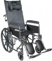 Drive Medical SSP18RBDDA Silver Sport Reclining Wheelchair with Elevating Leg Rests, Detachable Full Arms, 18" Seat, 4 Number of Wheels, 8" Casters, 14" Closed Width, 16" Seat Depth, 18" Seat Width, 8" Seat to Armrest Height, 24" x 1" Rear Wheels, 31" Back of Chair Height, 20.5" Seat to Floor Height, 28.5" Armrest to Floor Height, 50" x 14" x 50" Folded Dimensions, 300 lbs Product Weight Capacity, UPC 822383232072 (SSP18RBDDA SSP18-RBD-DA SSP18 RBD DA) 