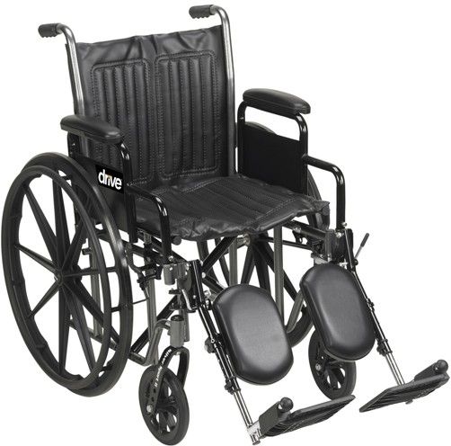 Drive Medical SSP216DDA-ELR Silver Sport 2 Wheelchair, Detachable Desk Arms, Elevating Leg Rests, 16