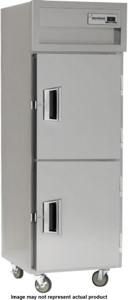 Delfield SSR1-SH Stainless Steel One Section Solid Half Door Reach In Refrigerator - Specification Line, 6 Amps, 60 Hertz, 1 Phase, 115 Volts, Doors Access, 25 cu. ft. Capacity, Swing Door Style, Solid Door, 1/4 HP Horsepower, Freestanding Installation, 2 Number of Doors, 3 Number of Shelves, 1 Sections, 6