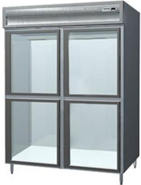 Delfield SSR2-SLGH Stainless Steel Two Section Sliding Glass Half Door Reach In Refrigerator - Specification Line, 7 Amps, 60 Hertz, 1 Phase, 115 Volts, Doors Access, 51.92 cu. ft. Capacity, Top Mounted Compressor Location, All Stainless Steel Construction, Swing Door Style, Glass Door, 1/3 HP Horsepower, Freestanding Installation, 4 Number of Doors, 6 Number of Shelves, 2 Sections, 52