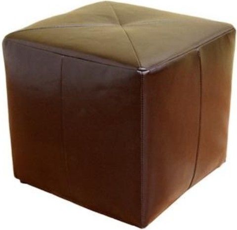 Wholesale Interiors ST-20-BROWN-OTTOMAN Aric Bonded Leather Ottoman, Cube-shaped ottoman in brown bonded leather, Hardwood frame construction, Low-profile black plastic feet, UPC 878445007607 (ST20BROWNOTTOMAN ST-20-BROWN-OTTOMAN ST 20 BROWN OTTOMAN ST20 ST-20 ST 20)