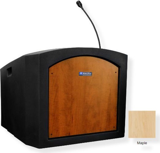 Amplivox ST3240 Pinnacle Tabletop Lectern Non-Amplified, Maple; Ready to add a sound system or plug into a house system; Built-in 21