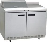 Delfield ST4427N-8 Refrigerated Sandwich Prep Table with 4" Backsplash, 7.2 Amps, 60 Hertz, 1 Phase, 115 Volts, 8 Pans - 1/6 Size Pan Capacity, Doors Access, 16 cu. ft. Capacity, Swing Door, Solid Door, Right Hinge Location, 1/5 HP Horsepower, 2 Number of Doors, 2 Number of Shelves, Air Cooled Refrigeration, Height Style Counter, Mega Top, Twelve 4" deep 1/6 size food pans, 48.13" W x 10" D Cutting Board, UPC 400010733460 (ST4427N-8 ST4427N 8 ST4427N8) 