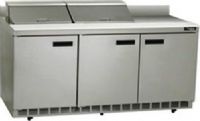 Delfield ST4472N-12 Refrigerated Sandwich Prep Table with 4" Backsplash, 12 Amps, 60 Hertz, 1 Phase, 115 Volts, 12 Pans - 1/6 Size Pan Capacity, Doors Access, 24.8 cu. ft. Capacity, Swing Door Style, Solid Door, 1/2 HP Horsepower, 3 Number of Doors, 3 Number of Shelves, Air Cooled Refrigeration, Standard Top, 36" Work Surface Height, 72" Nominal Width, UPC 400010733828 (ST4472N-12 ST4472N 12 ST4472N12) 