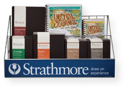 Strathmore ST79-297 Art Journal Counter Display, Empty two-tiered wire and metal rack to display a variety of journal types and sizes, Dimension 26.88
