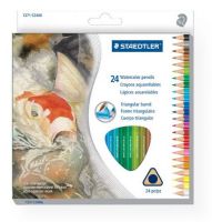 Staedtler 1271C24 Triangular Watercolor Pencils 24-Set; Smooth, color-intensive watercolor pencils for fine art and craft use; Can be used on watercolor paper and board; Pencils are water-soluble; brush with water for smooth color washes; Excellent blending quality; Easy to sharpen; AP Certified; Assorted colors; 24-Set; Shipping Weight 0.38 lb; Shipping Dimensions 0.5 x 7.5 x 8.00 in; UPC 031901950118 (STAEDTLER1271C24 STAEDTLER-1271C24 DRAWING) 