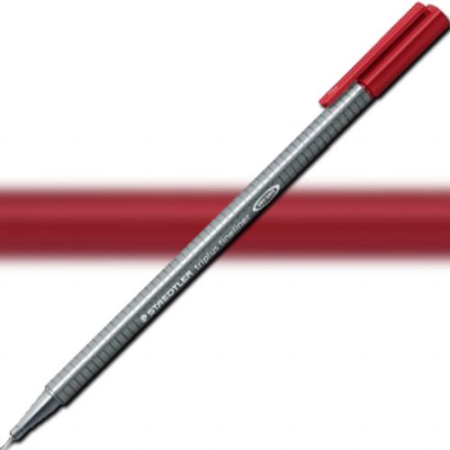 Staedtler 334-29 Triplus, Fineliner Pen, 0.3 mm Carmine; Slim and lightweight with a 0.3mm superfine, metal-clad tip; Ergonomic, triangular-shaped barrel for fatigue-free writing; Dry-safe feature allows for several days of cap-off time without ink drying out; Acid-free; Dimensions 6.3