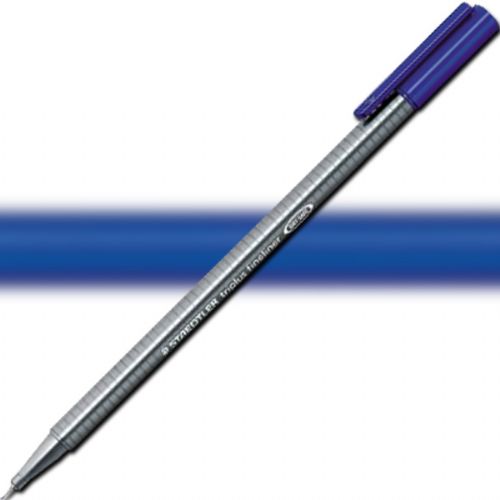 Staedtler 334-3 Triplus, Fineliner Pen, 0.3 mm Blue; Slim and lightweight with a 0.3mm superfine, metal-clad tip; Ergonomic, triangular-shaped barrel for fatigue-free writing; Dry-safe feature allows for several days of cap-off time without ink drying out; Acid-free; Dimensions 6.3