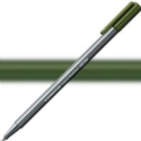 Staedtler 334-57 Triplus, Fineliner Pen, 0.3 mm Olive Green; Slim and lightweight with a 0.3mm superfine, metal-clad tip; Ergonomic, triangular-shaped barrel for fatigue-free writing; Dry-safe feature allows for several days of cap-off time without ink drying out; Acid-free; Dimensions 6.3" x 0.35" x 0.35"; Weight 0.1 lbs; EAN 4007817334157 (STAEDTLER33457 STAEDTLER 334-57 FINELINER ALVIN 0.3mm OLIVE GREEN) 