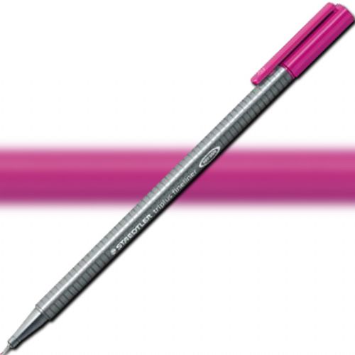 Staedtler 334-61 Triplus, Fineliner Pen, 0.3 mm Dark Mauve; Slim and lightweight with a 0.3mm superfine, metal-clad tip; Ergonomic, triangular-shaped barrel for fatigue-free writing; Dry-safe feature allows for several days of cap-off time without ink drying out; Acid-free; Dimensions 6.3