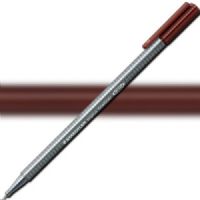 Staedtler 334-76 Triplus, Fineliner Pen, 0.3 mm Brown; Slim and lightweight with a 0.3mm superfine, metal-clad tip; Ergonomic, triangular-shaped barrel for fatigue-free writing; Dry-safe feature allows for several days of cap-off time without ink drying out; Acid-free; Dimensions 6.3" x 0.35" x 0.35"; Weight 0.1 lbs; EAN 4007817334379 (STAEDTLER33476 STAEDTLER 334-76 FINELINER ALVIN 0.3mm BROWN) 