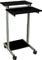 Luxor STANDUP-24-B Stand Up Presentation Station, Black; Ideal for use as a walkup station to enter data or fill out forms; Perfect companion for desktop, laptop or tablet computing; Mobile and adjustable to meet your everyday needs; Overall 24" wide x 28.8" deep x variable height; Height of lower and upper shelves are adjustable together at 1" increments; UPC 847210028376 (STANDUP24B STANDUP24-B STANDUP-24B STANDUP-24) 