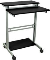 Luxor STANDUP-31.5-B Stand Up Presentation Station, Black; Two-tiered shelf design allows for maximum flexibility to organize your workspace. Perfect companion for desktop, laptop or tablet computing; Mobile and adjustable to meet your everyday needs; Overall 31.5" wide x 28.8" deep x variable height; UPC 847210028413 (STANDUP315B STANDUP-31-5-B STANDUP-315-B STANDUP31.5B STANDUP-31.5B) 