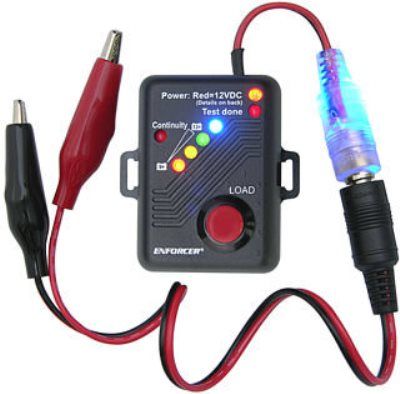 Seco-Larm ST-BT02Q ENFORCER 6 in 1 Battery Tester; Indicates the condition of rechargeable gel-type 12VDC batteries; Visual LED indicators (Blue - excellent, Green - good, Yellow - weak, Red - bad); Equipped with a momentary simulated load; Built-in alligator clips for easy connection; Reverse-polarity protection; Portable and easy to use; UPC 676544011156 (STBT02Q ST BT02Q STB-T02Q STBT-02Q) 
