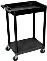 Luxor STC12-B Top Tub and Bottom Flat Shelf Cart, Black; Made of high density polyethylene structural foam molded plastic shelves and legs that won't stain, scratch, dent or rust; Retaining lip around the back and sides of flat shelves; Includes four heavy duty 4" casters, two with brake; UPC 847210007210 (STC12B STC12 STC-12-B ST-C12-B) 