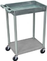 Luxor STC12-G Top Tub and Bottom Flat Shelf Cart, Gray; Made of high density polyethylene structural foam molded plastic shelves and legs that won't stain, scratch, dent or rust; Retaining lip around the back and sides of flat shelves; Includes four heavy duty 4" casters, two with brake; UPC 847210007227 (STC12G STC12 STC-12-G ST-C12-G) 