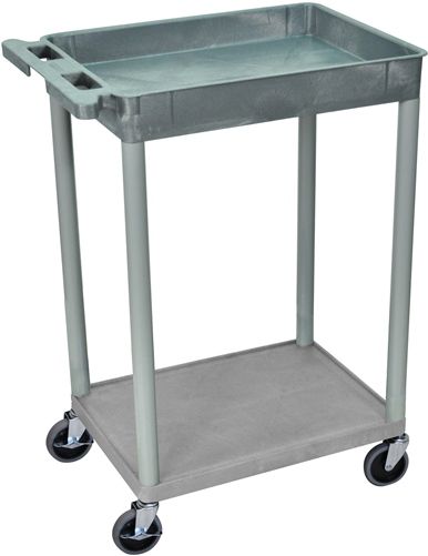 Luxor STC12-G Top Tub and Bottom Flat Shelf Cart, Gray; Made of high density polyethylene structural foam molded plastic shelves and legs that won't stain, scratch, dent or rust; Retaining lip around the back and sides of flat shelves; Includes four heavy duty 4