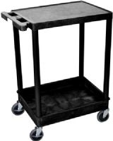 Luxor STC21-B Flat Top and Tub Bottom Shelf Cart, Black; Made of high density polyethylene structural foam molded plastic shelves and legs that won't stain, scratch, dent or rust; Retaining lip around the back and sides of flat shelves; Includes four heavy duty 4" casters, two with brake; UPC 812552016794 (STC21B STC21 STC-21-B ST-C21-B) 