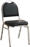 Office Star STC2552V Armless Stacking Vinyl Chair with Chrome Finish, Black Vinyl Padded Seat and Back, Chrome Finish Steel Frame, Stackable, 16" W x 14.5" D x 2.25" T Seat Size, 13.75" W x 12.25" H x 1.75" T Back Size, 2 per carton (STC-2552V STC 2552V) 