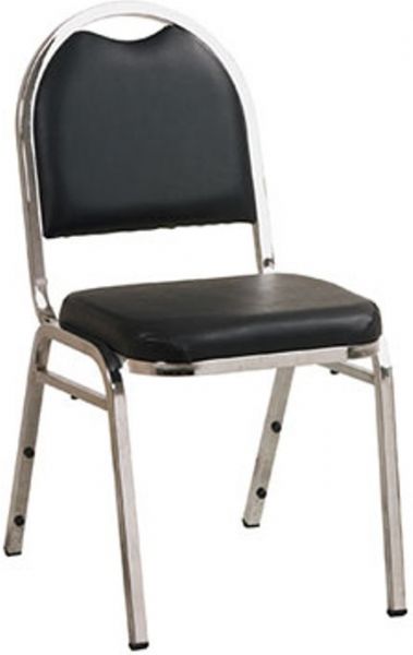 Office StarSTC2552V Armless Stacking Vinyl Chair with Chrome Finish, Black Vinyl Padded Seat and Back, Chrome Finish Steel Frame, Stackable, 16